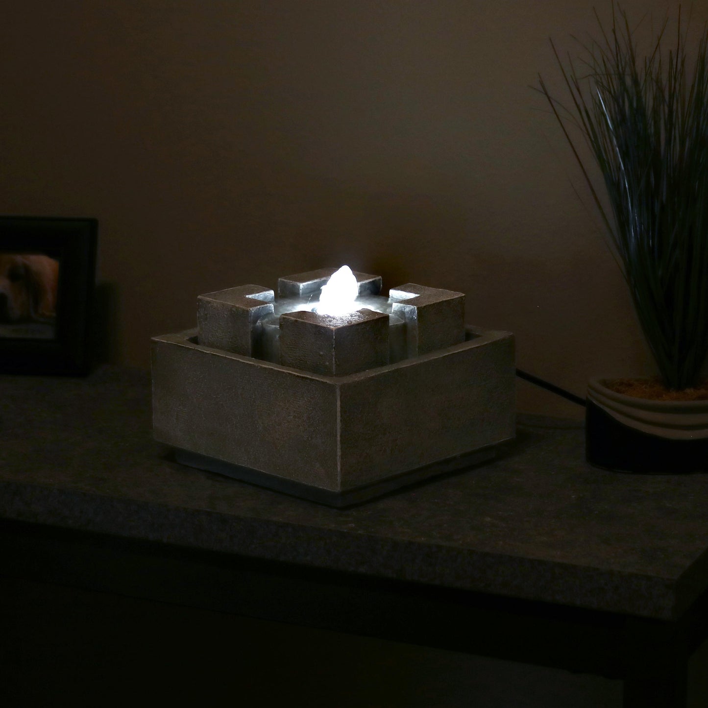 Square Dynasty Bubbling Indoor Tabletop Fountain - 7'