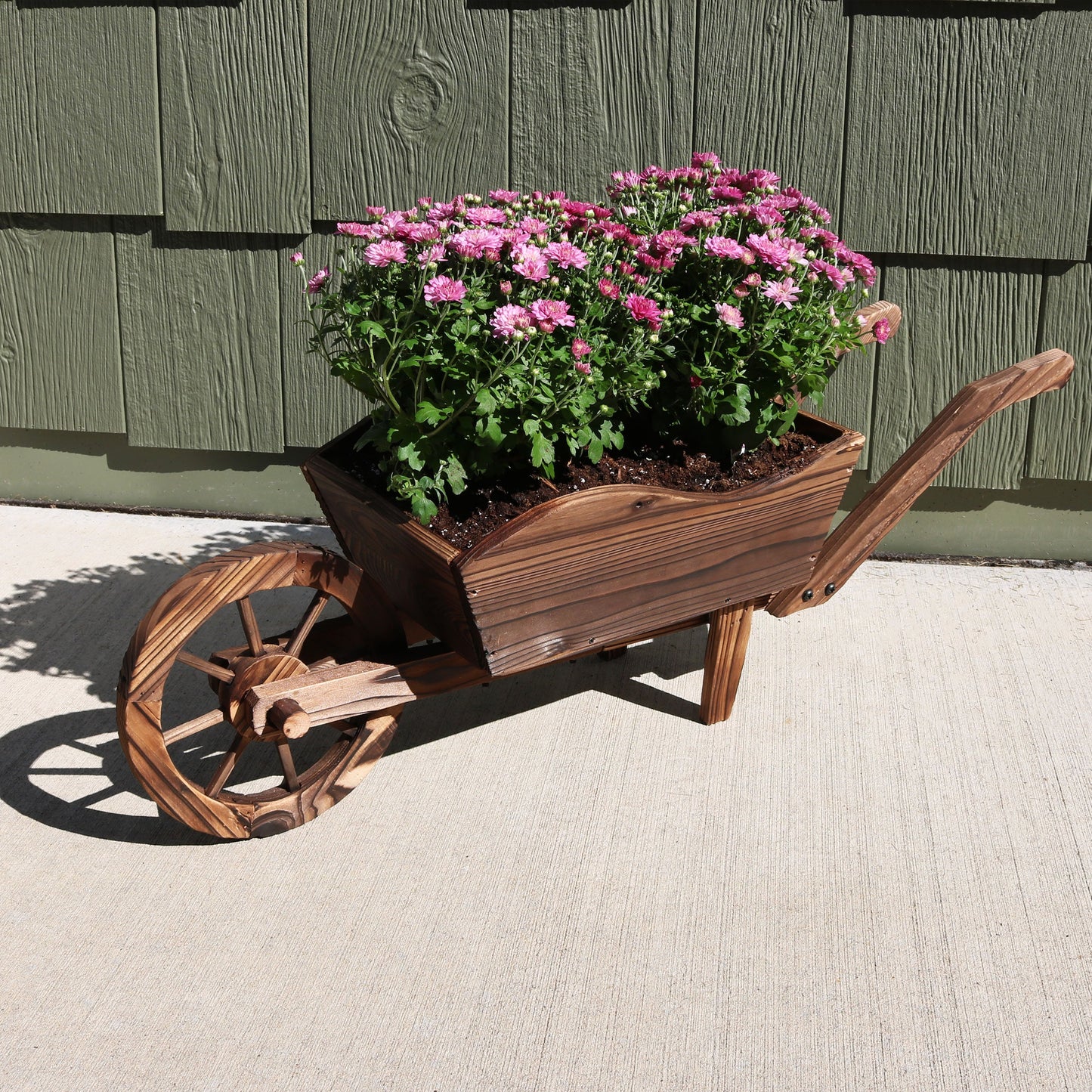 Wooden Decorative Wheelbarrow Planter - 35' W x 10.25' D x 12' H
