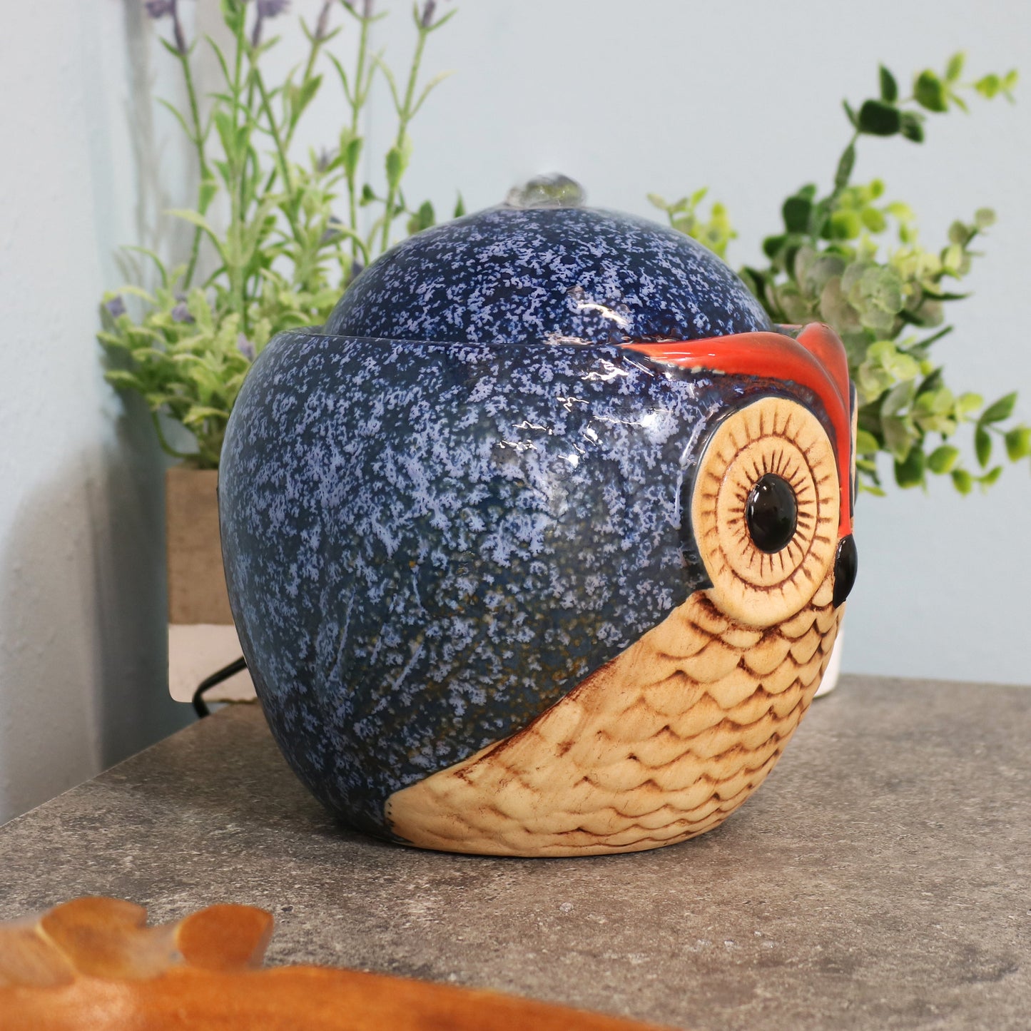 Ceramic Owl Indoor Tabletop Water Fountain - 6'