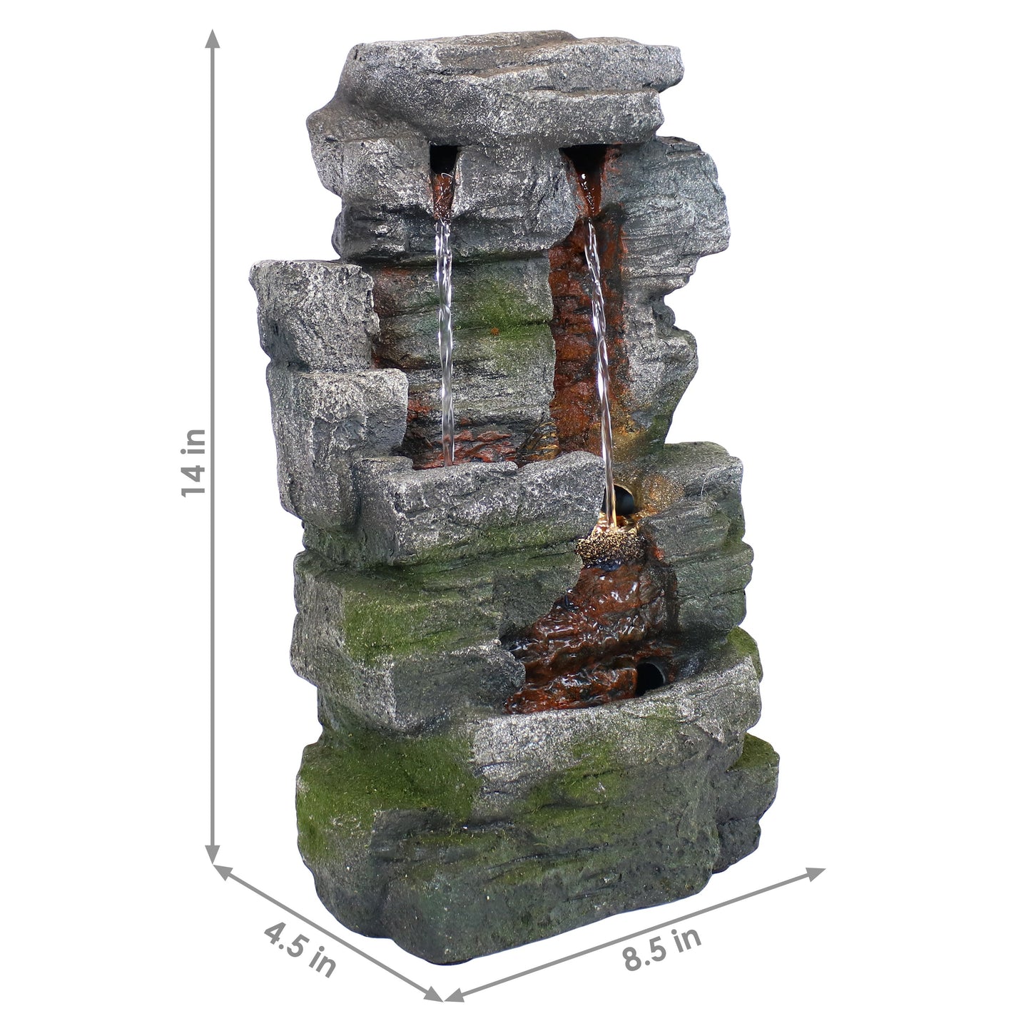 Towering Cave Waterfall Indoor Tabletop Fountain with LED - 14'