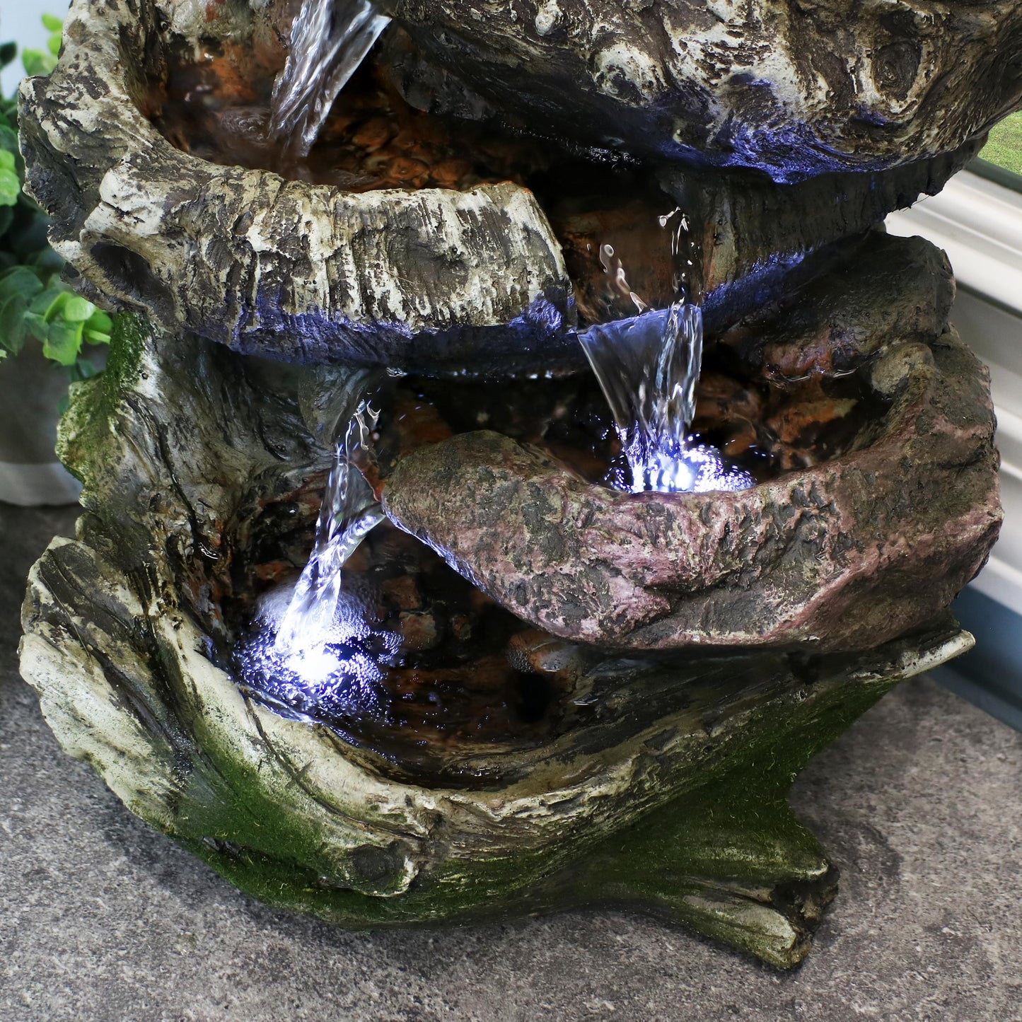 5-Step Rock Falls Tabletop Water Fountain with LED Lights - 14'
