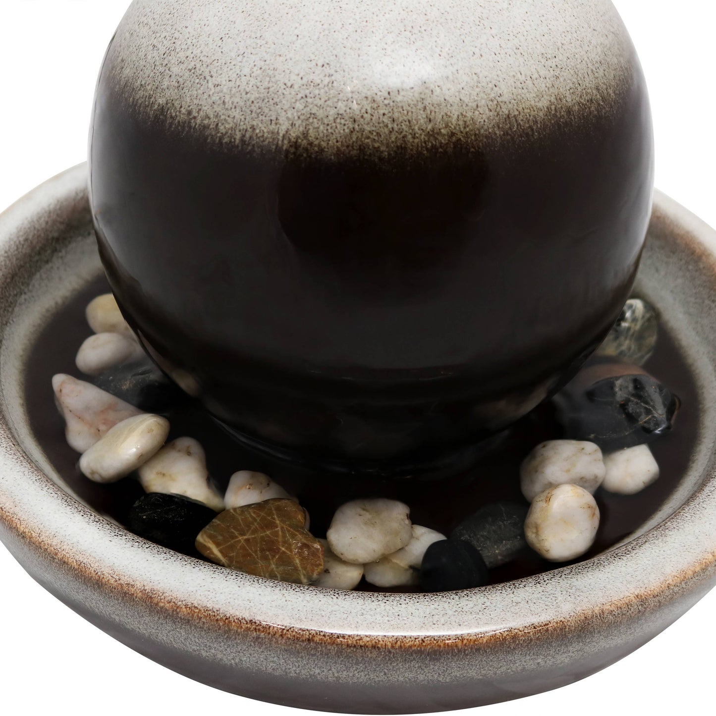 Ceramic Tabletop Water Fountain with Modern Orb Design - 7'
