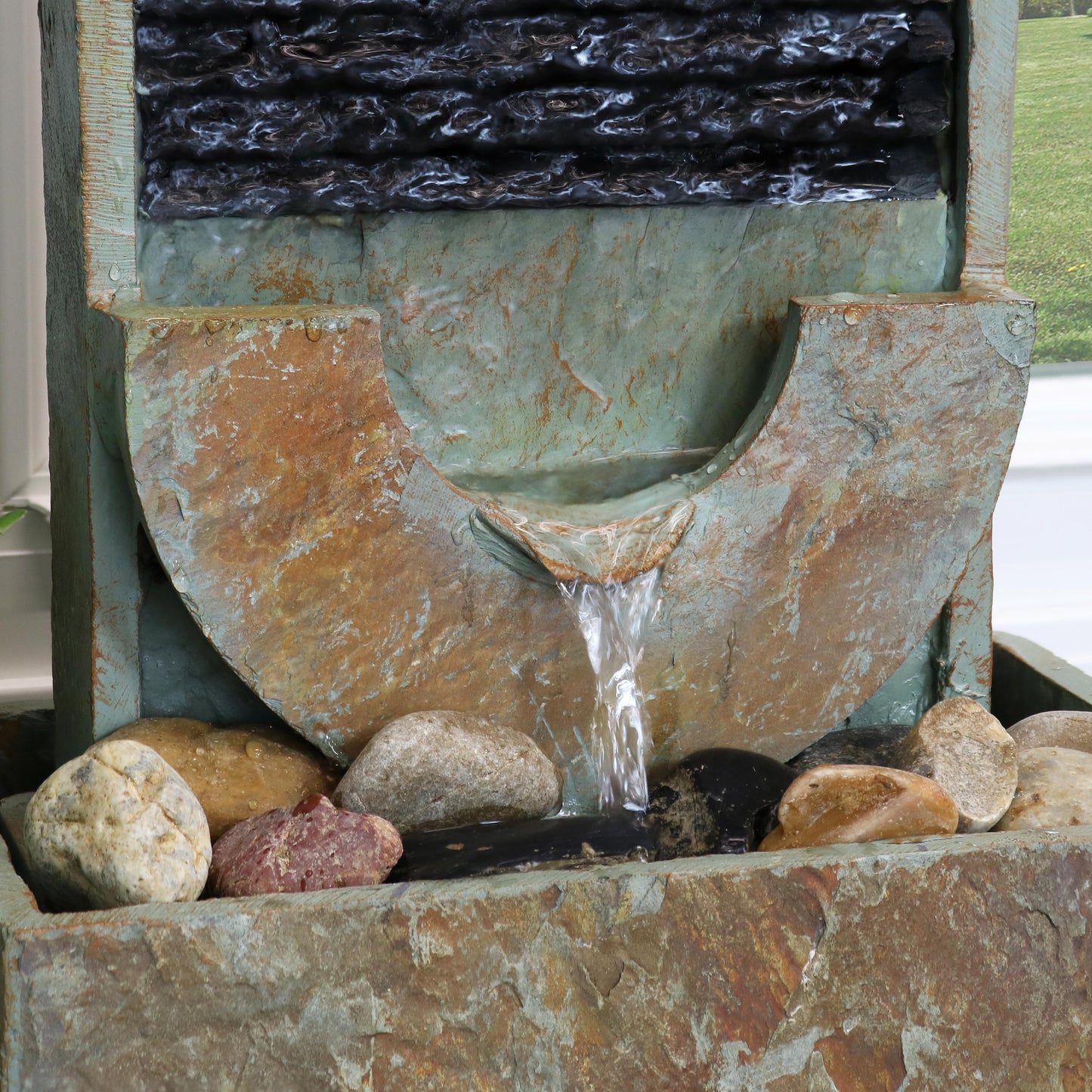 Half Moon Slate Indoor Water Fountain - 16'