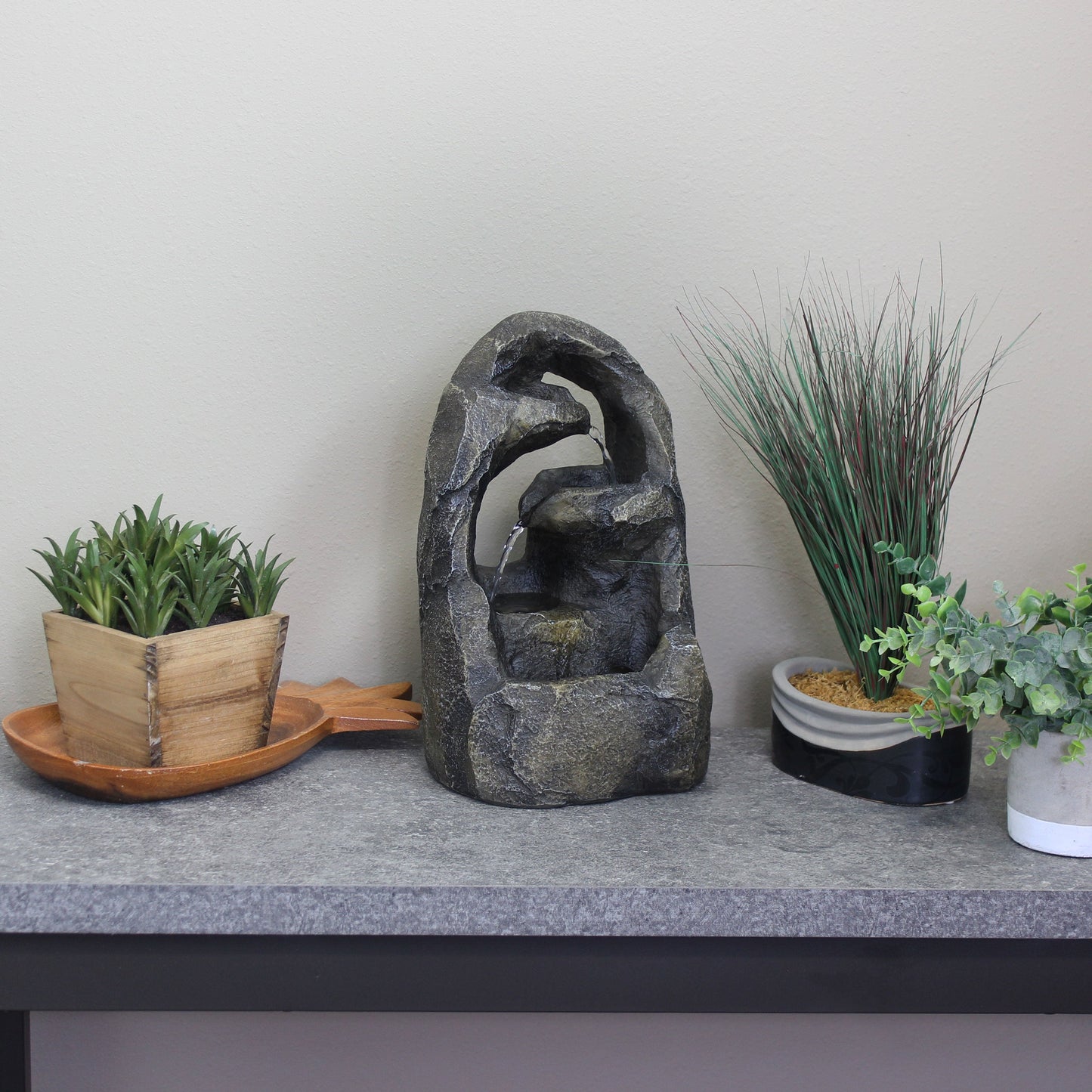Cavernous Rock Tiers Indoor Tabletop Fountain - 12'