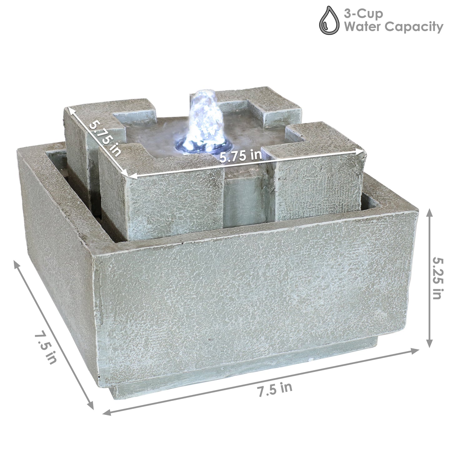 Square Dynasty Bubbling Indoor Tabletop Fountain - 7'