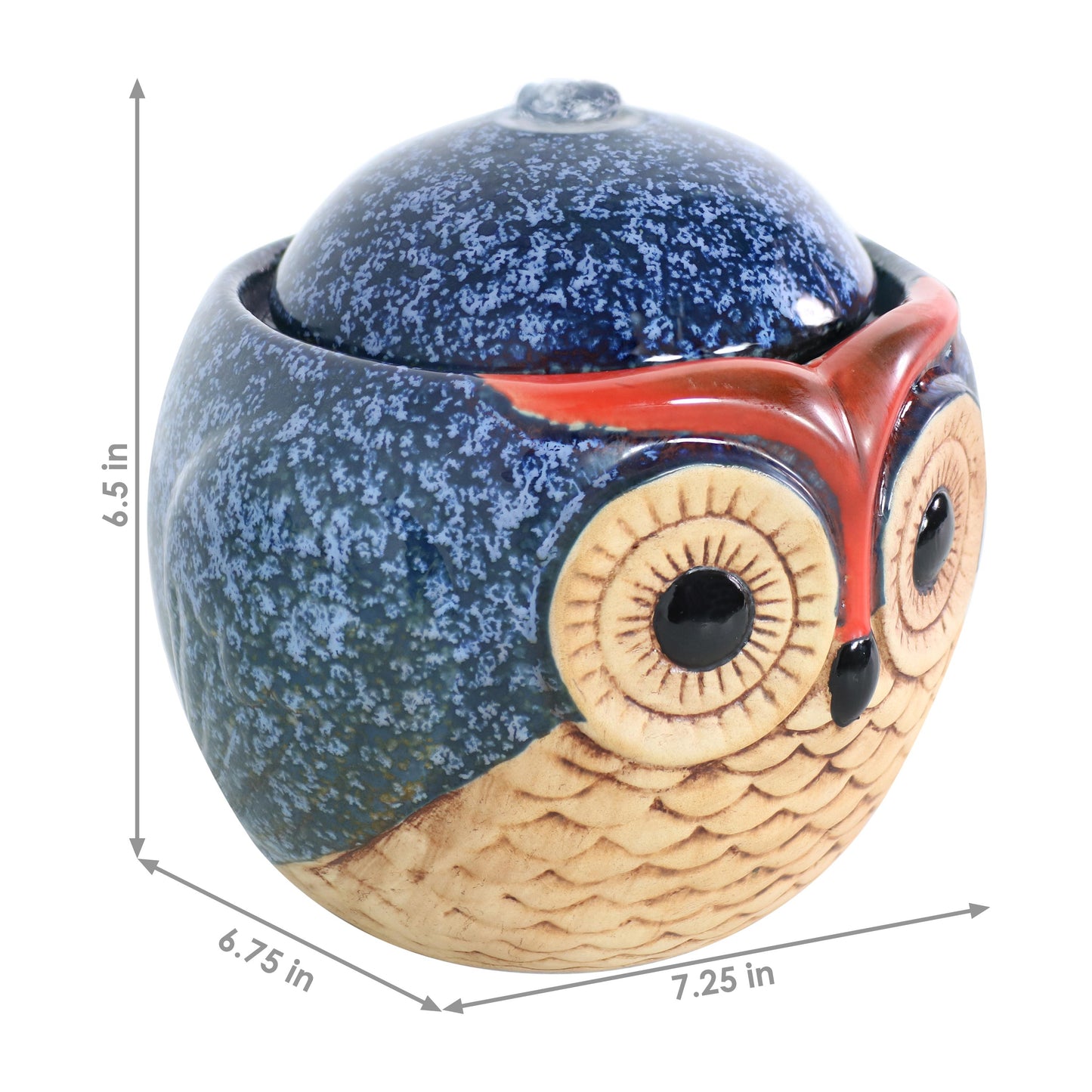 Ceramic Owl Indoor Tabletop Water Fountain - 6'