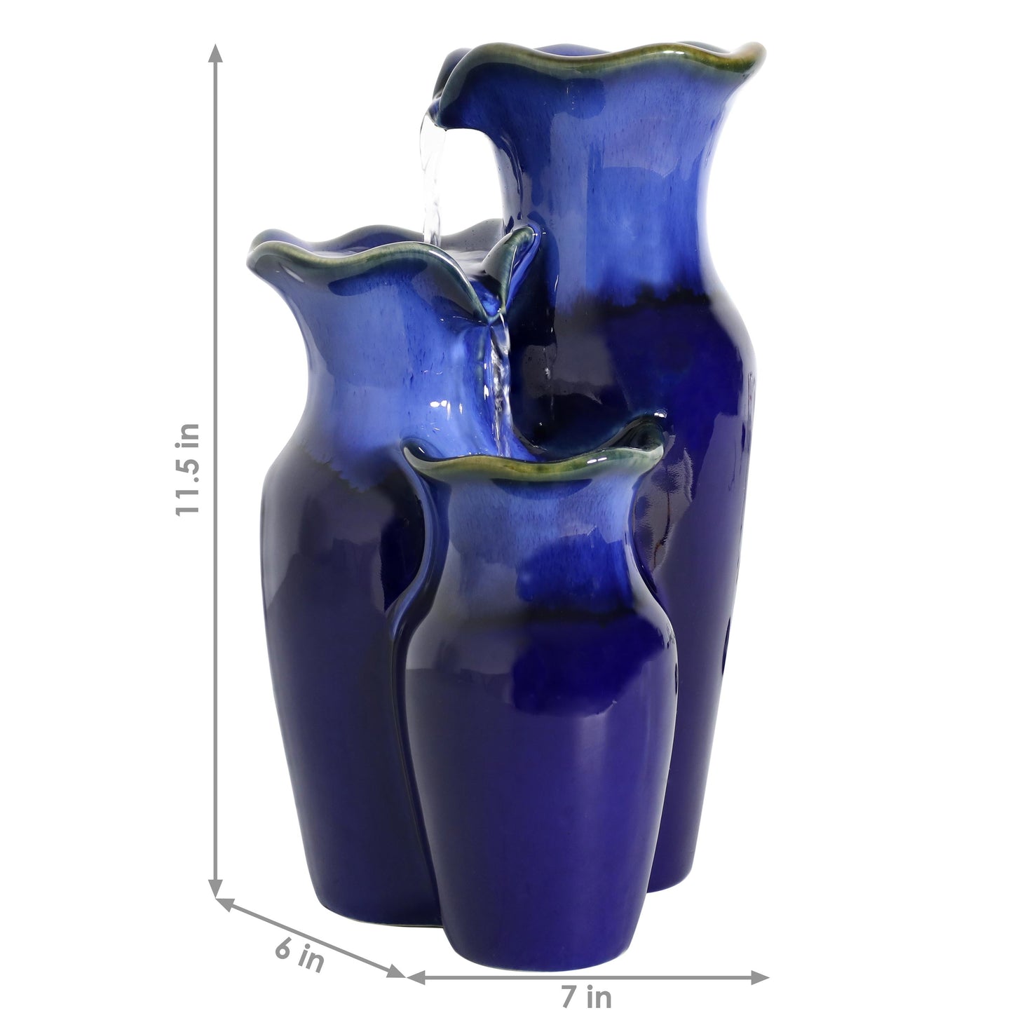 Blue Glazed Pitchers Ceramic Tabletop Fountain - 11'