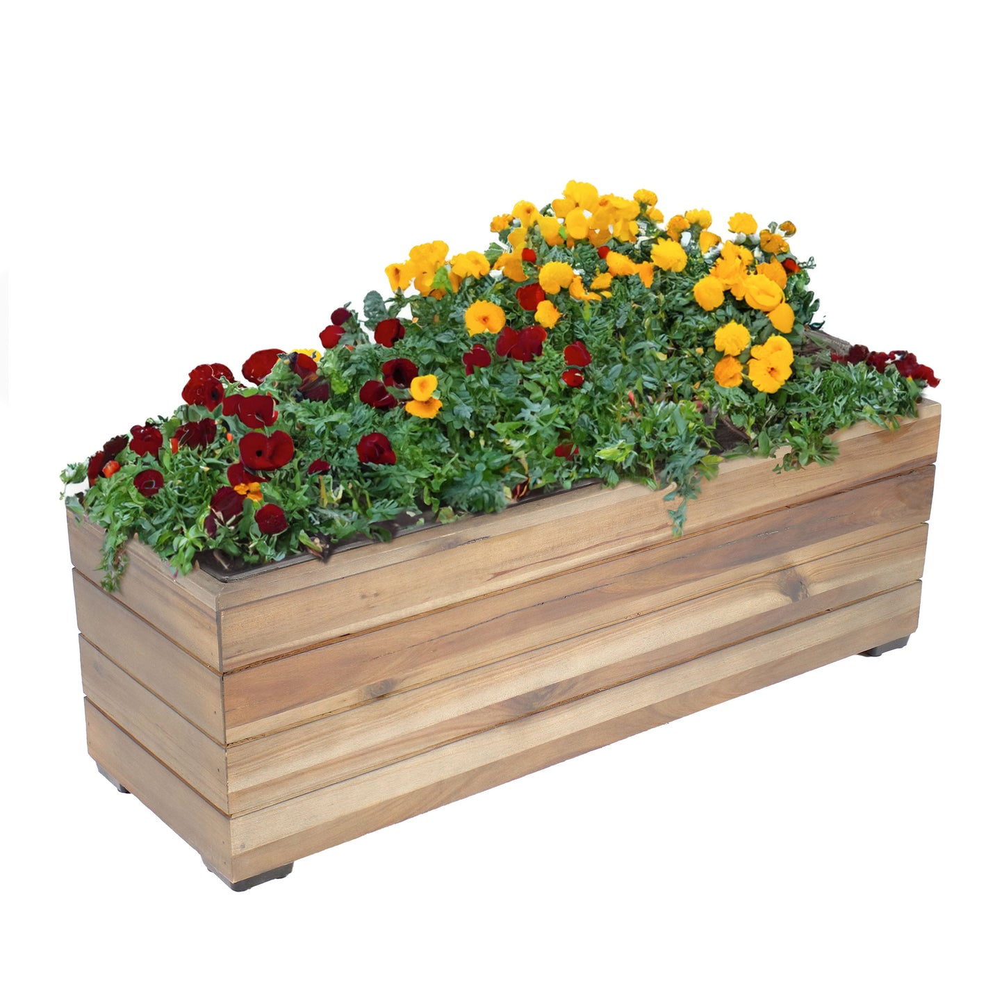Rectangular Wood Planter Box with Plastic Liner