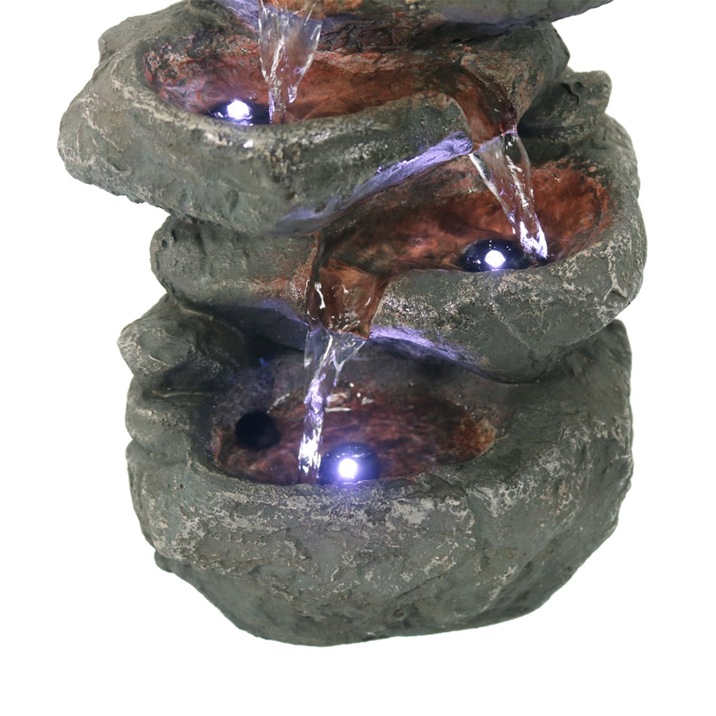 Stacked Rock Waterfall Fountain with LED Lights - 10'
