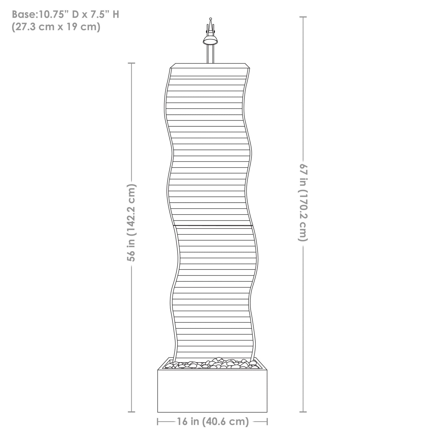 Curved Ridge Slate Tall Indoor Water Fountain with Light - 56'