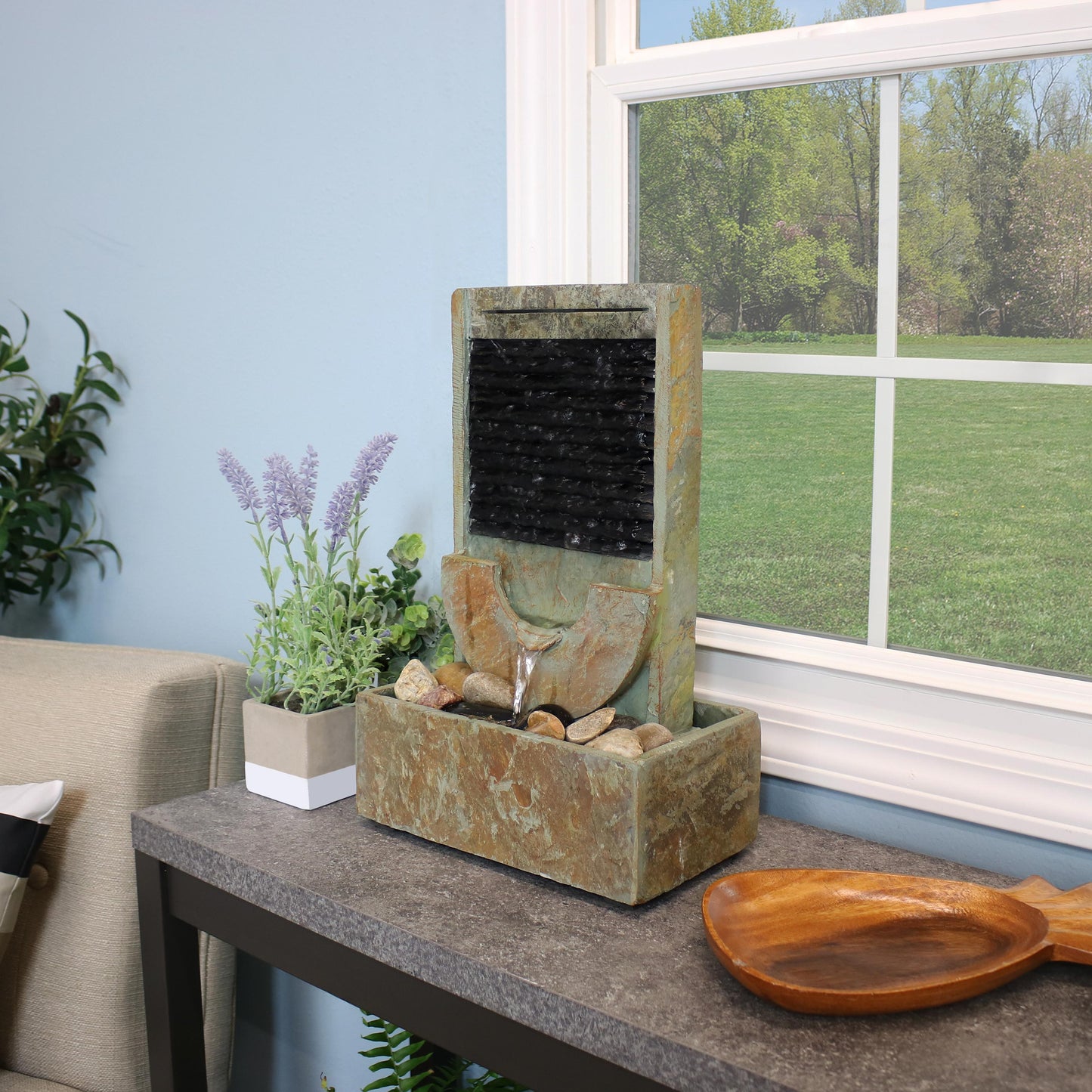 Half Moon Slate Indoor Water Fountain - 16'