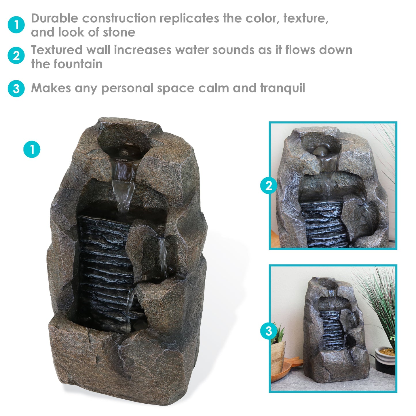 Stony Rock Waterfall Indoor Tabletop Fountain - 11'