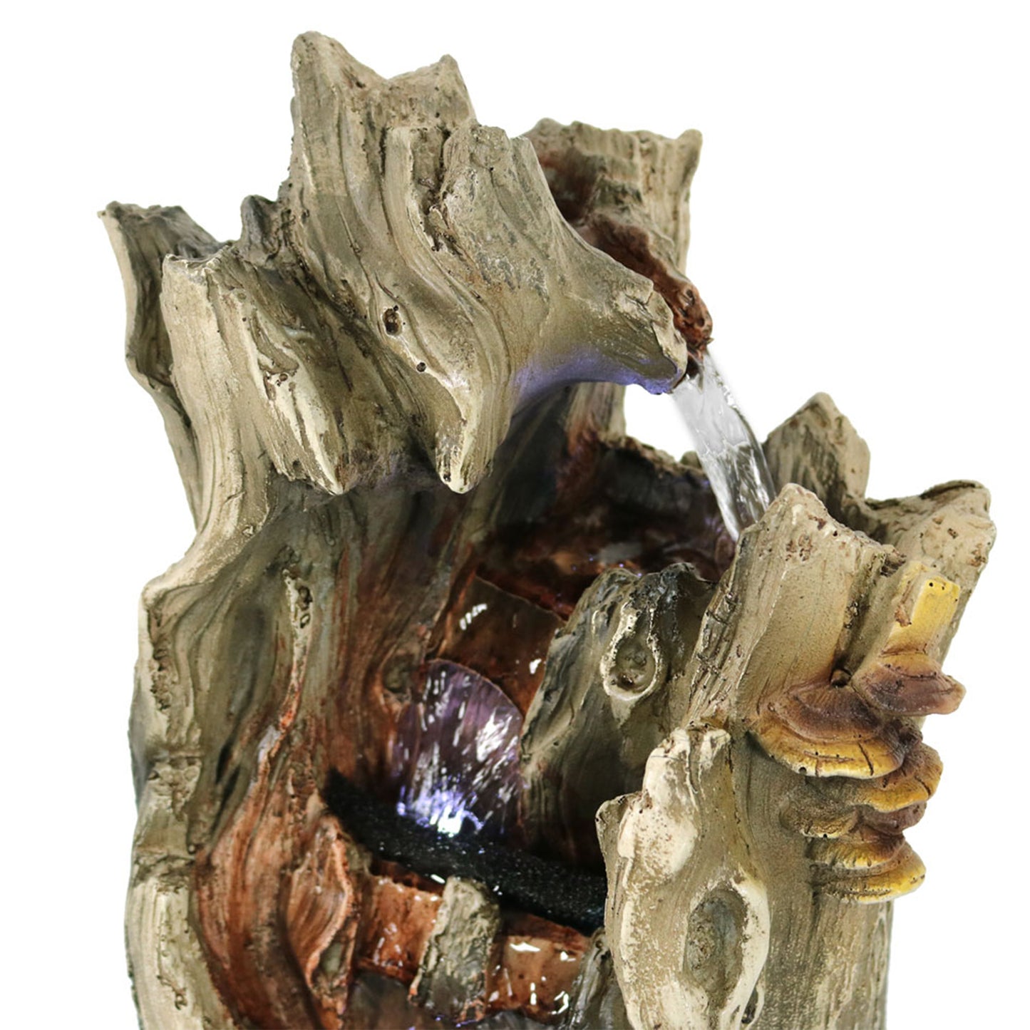 Cascading Caves Tree Trunk Waterfall Fountain with LED Lights - 14'