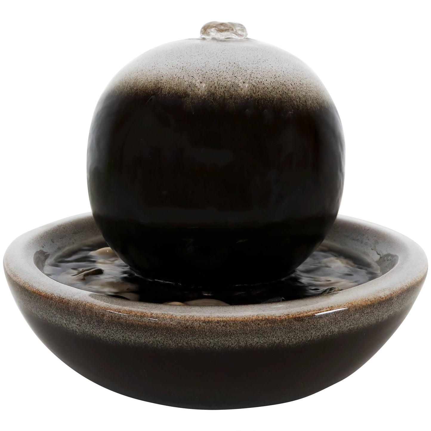 Ceramic Tabletop Water Fountain with Modern Orb Design - 7'