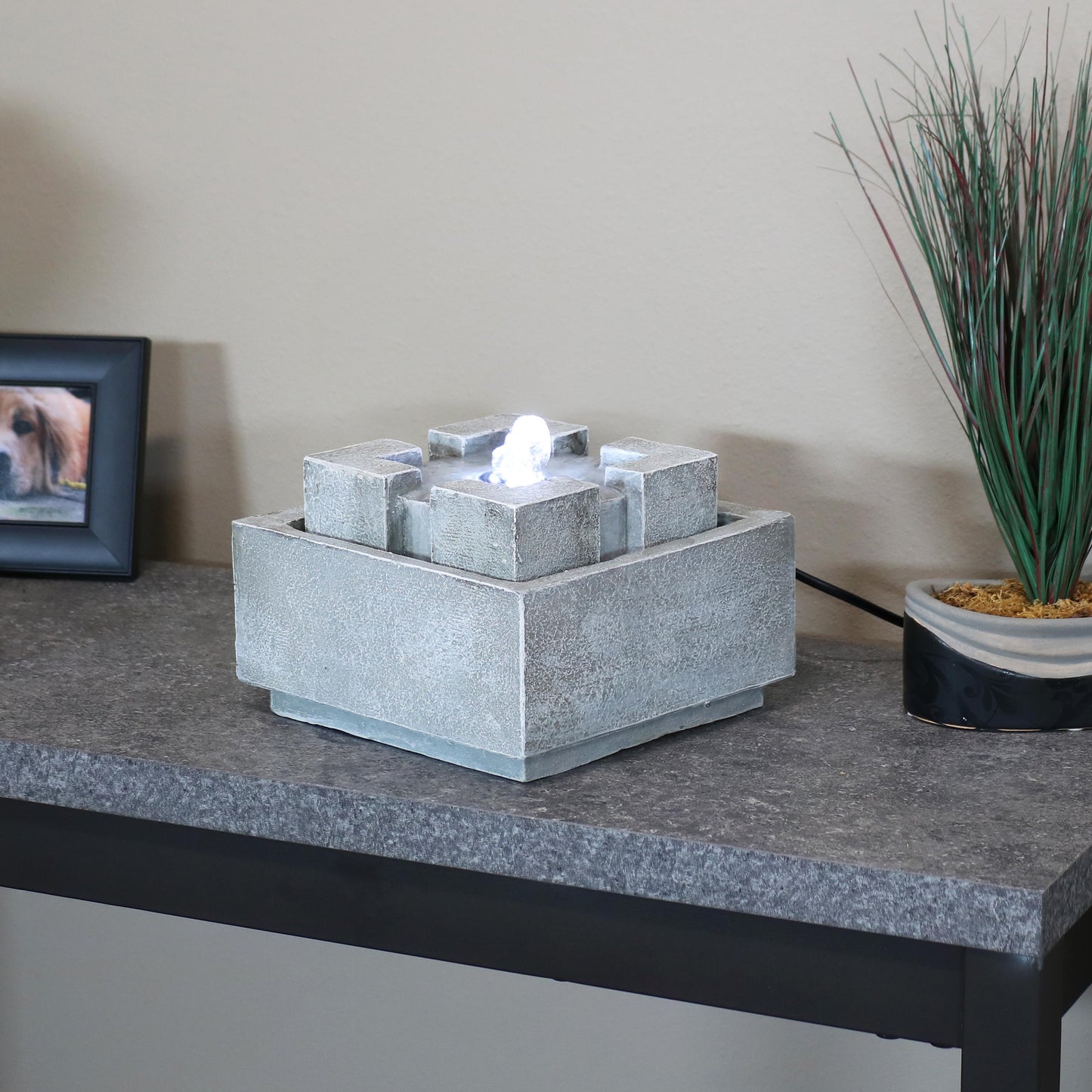 Square Dynasty Bubbling Indoor Tabletop Fountain - 7'