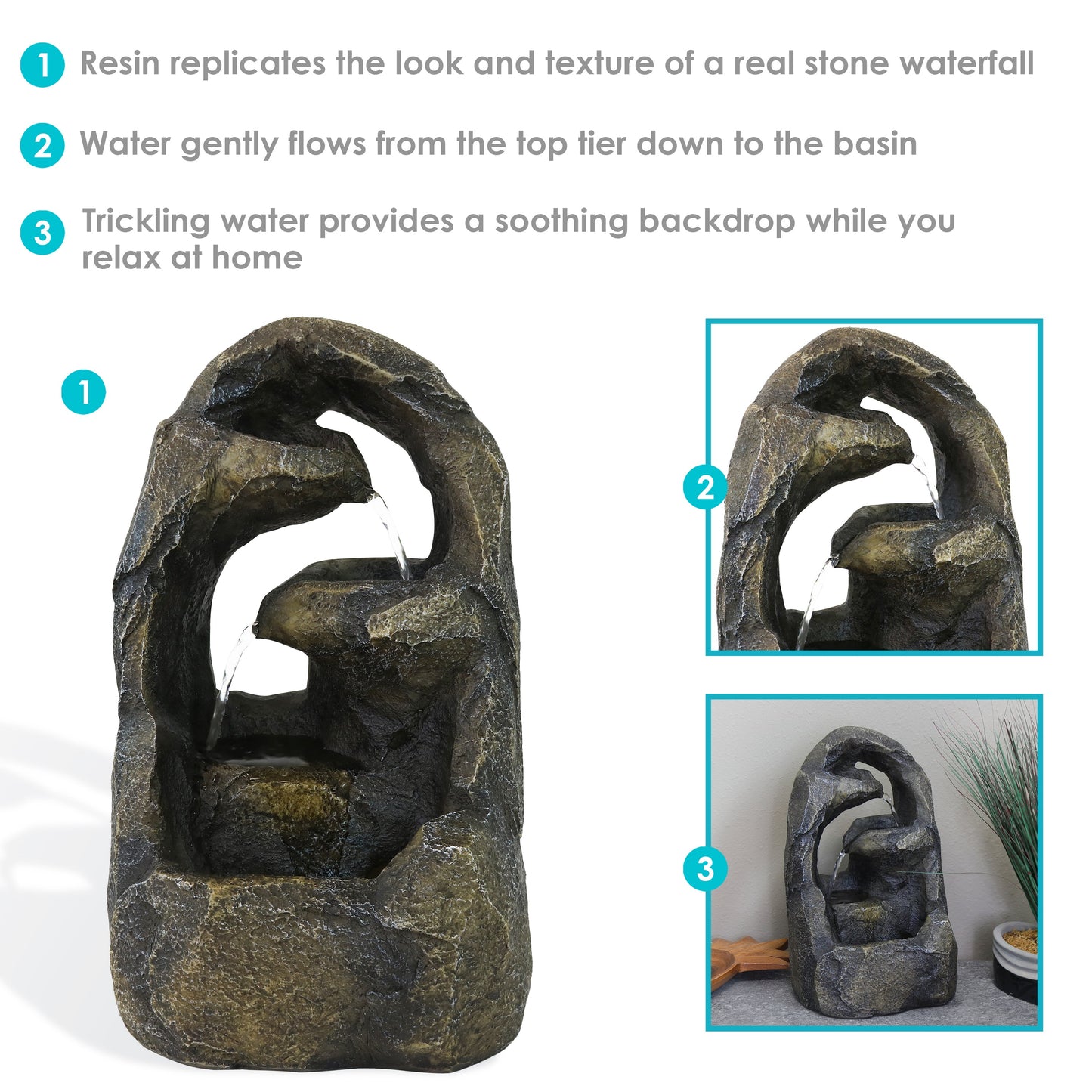 Cavernous Rock Tiers Indoor Tabletop Fountain - 12'