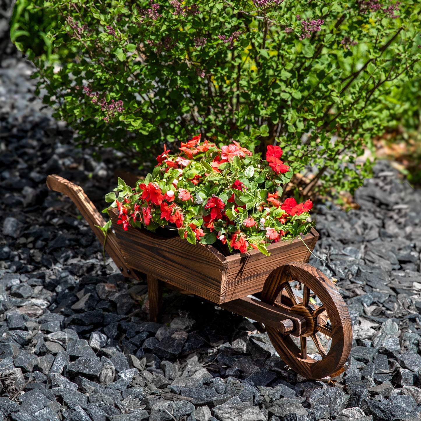 Wooden Decorative Wheelbarrow Planter - 35' W x 10.25' D x 12' H