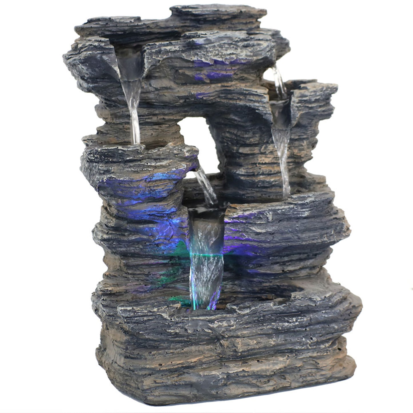 Five Stream Rock Cavern Indoor Tabletop Water Fountain with LED Lights - 13'