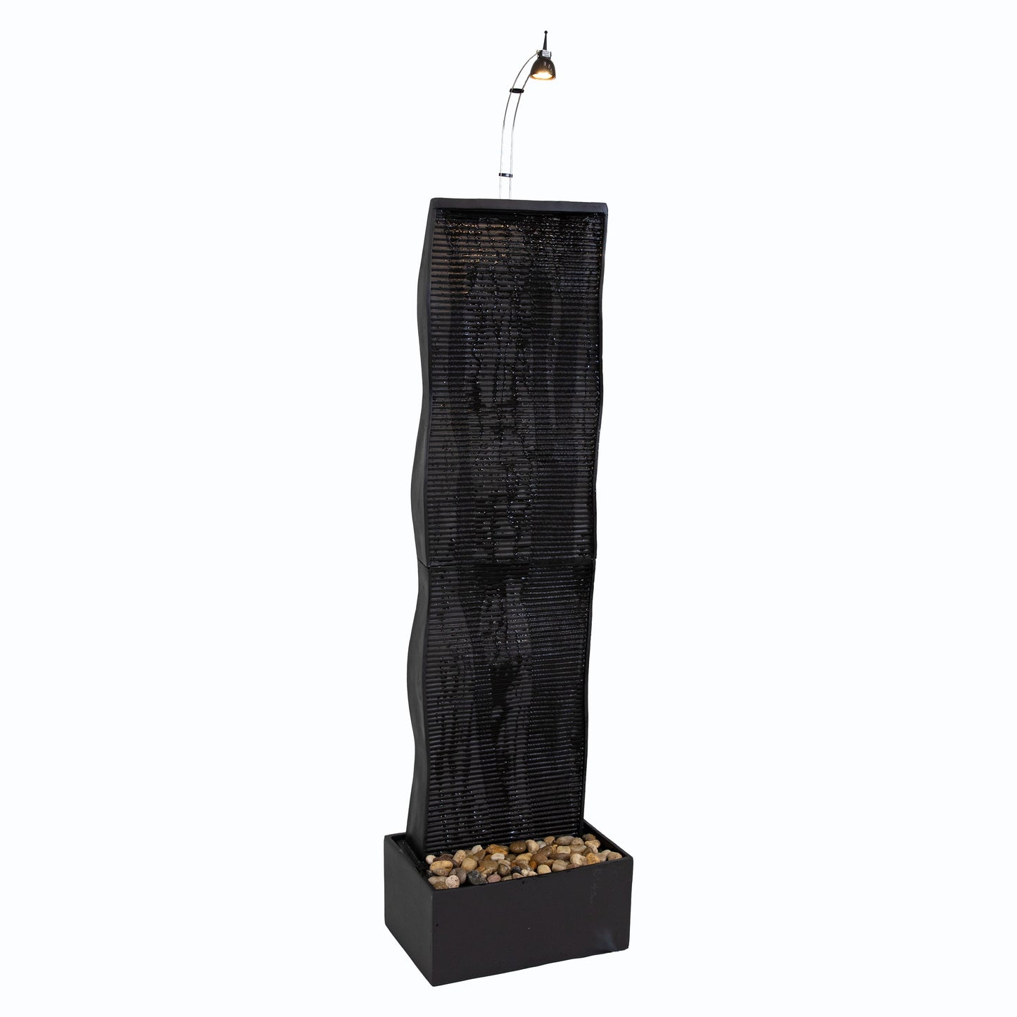 Curved Ridge Slate Tall Indoor Water Fountain with Light - 56'