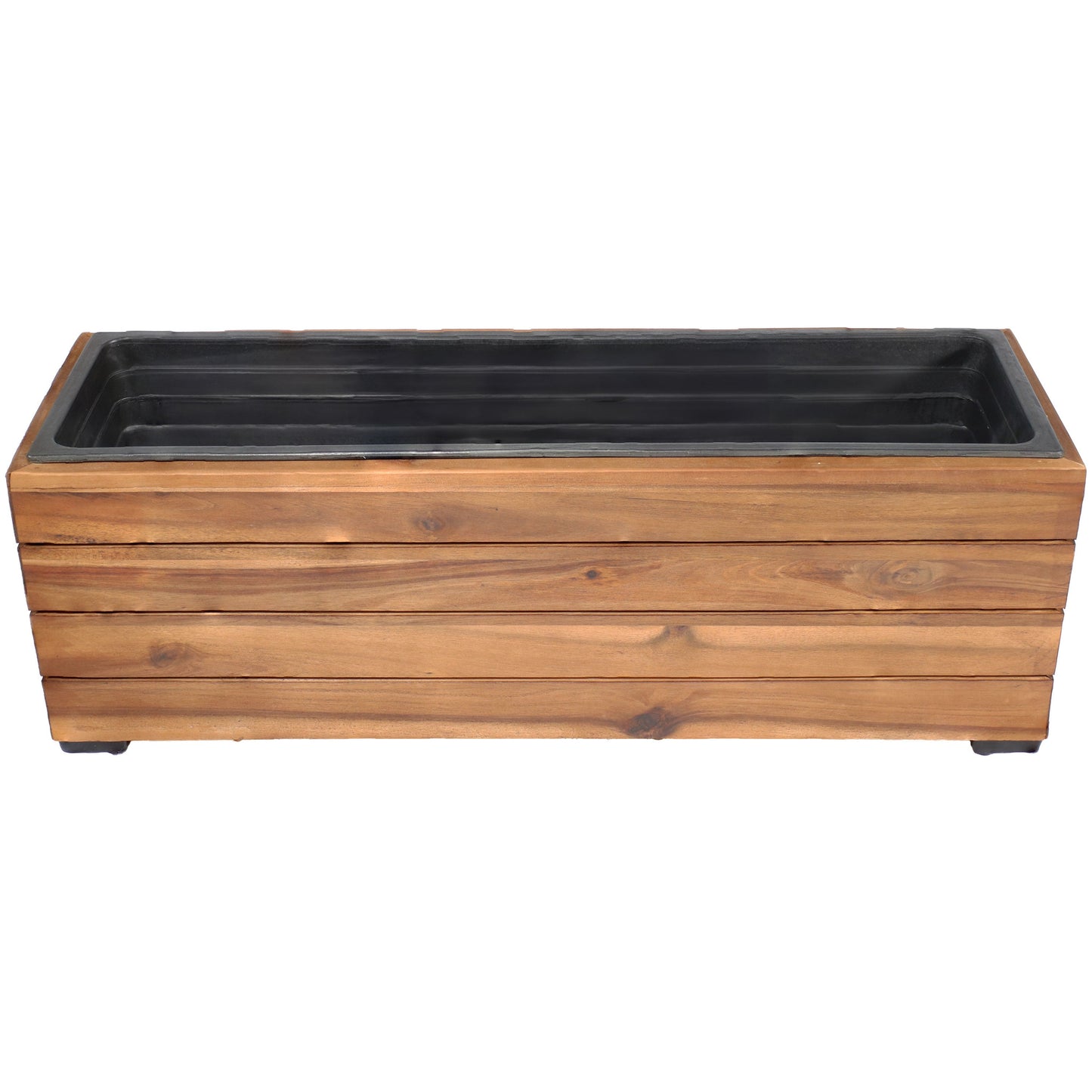 Rectangular Wood Planter Box with Plastic Liner