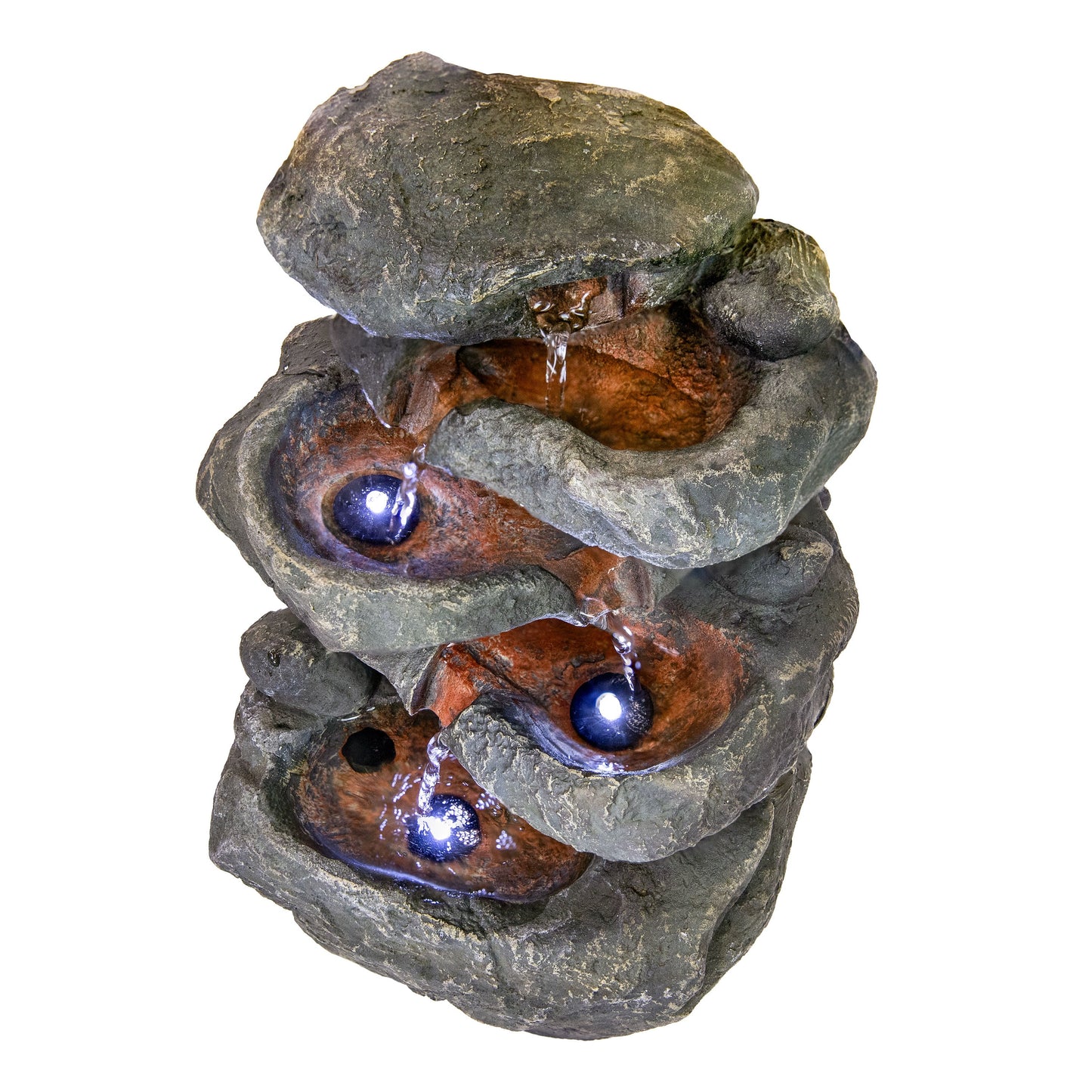6-Tier Stone Falls Indoor Tabletop Fountain with LED Light - 15'