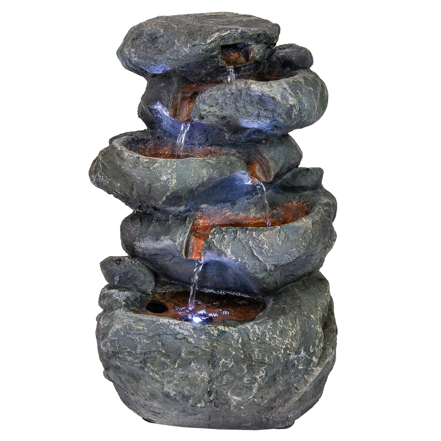 6-Tier Stone Falls Indoor Tabletop Fountain with LED Light - 15'