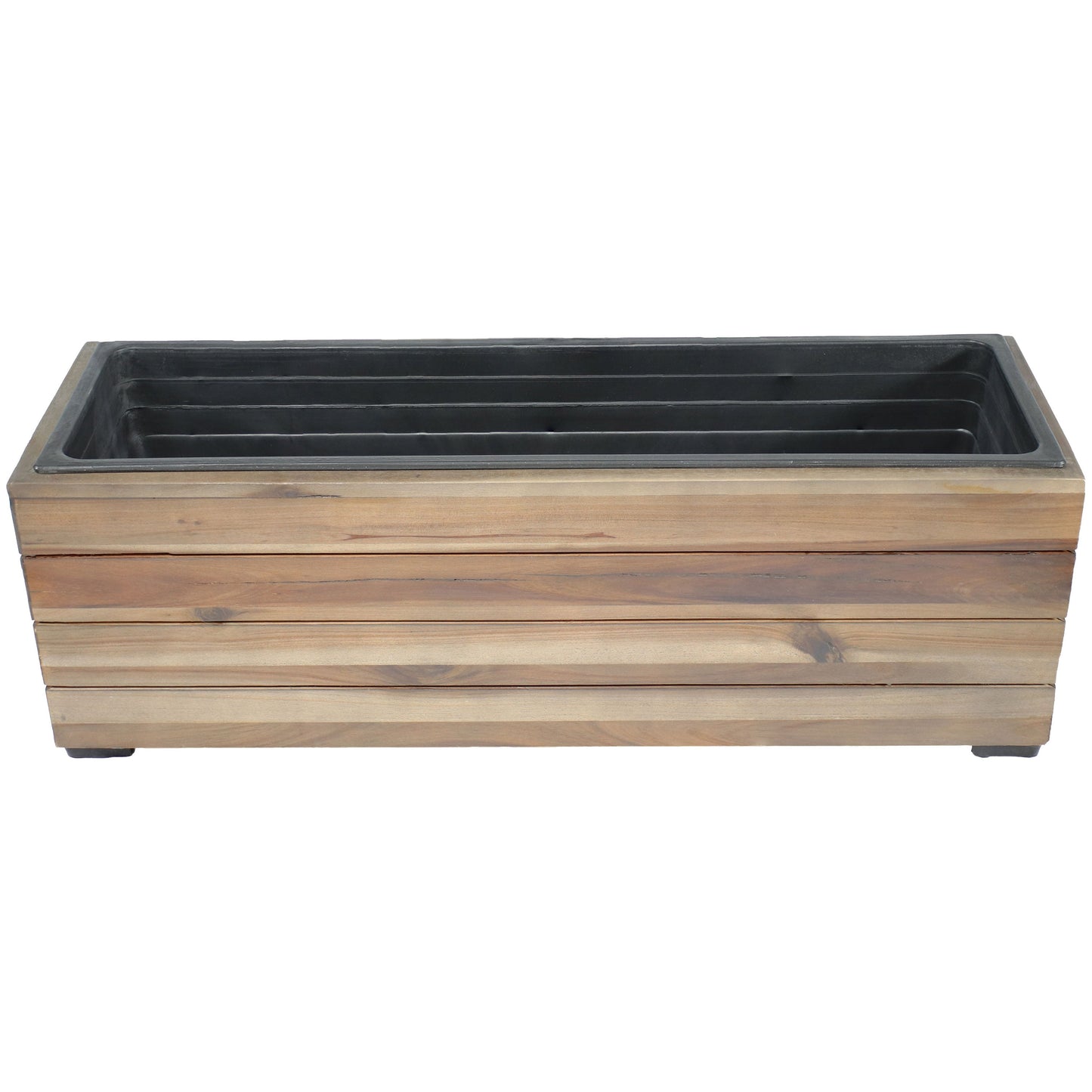 Rectangular Wood Planter Box with Plastic Liner