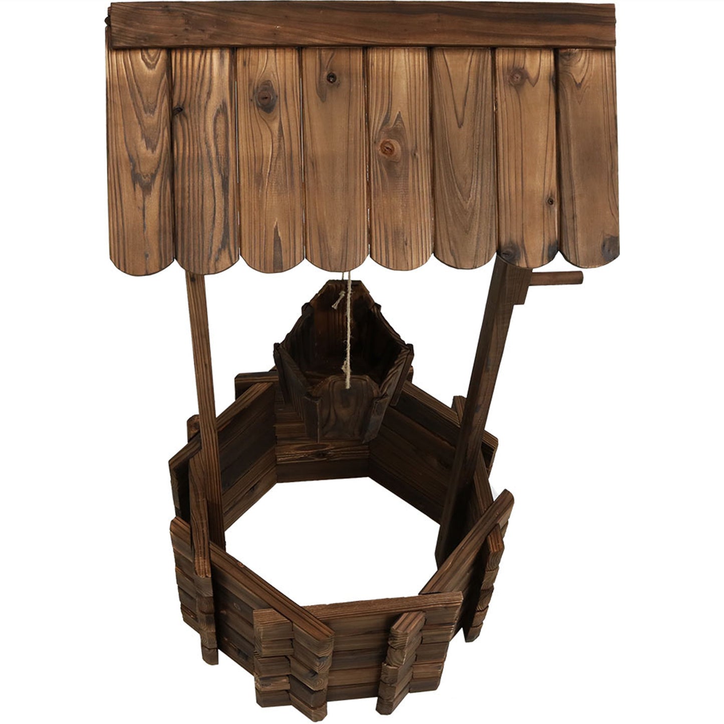 Wooden Garden Wishing Well Planter Cover for Outside - 45' H