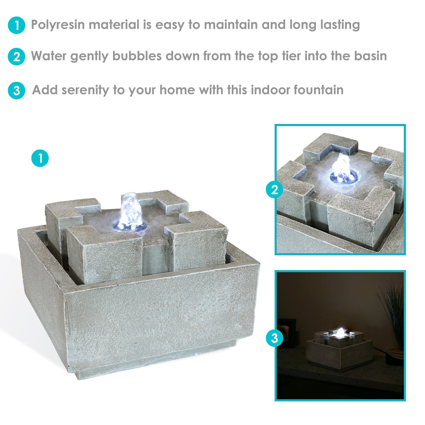 Square Dynasty Bubbling Indoor Tabletop Fountain - 7'