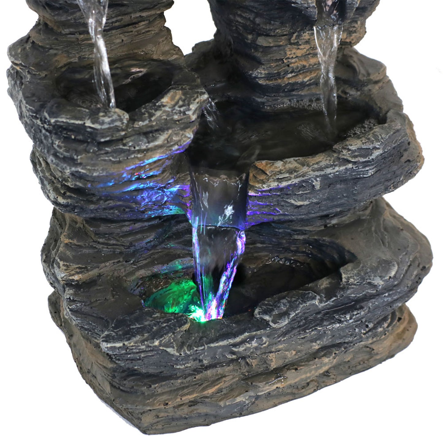 Five Stream Rock Cavern Indoor Tabletop Water Fountain with LED Lights - 13'