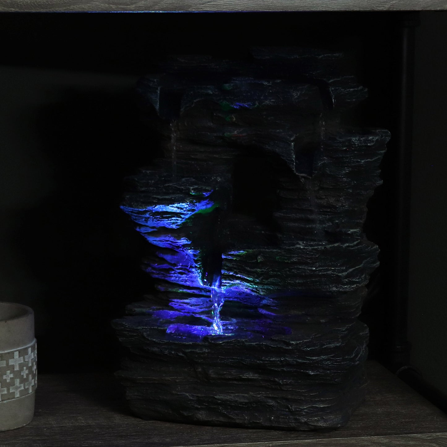 Five Stream Rock Cavern Indoor Tabletop Water Fountain with LED Lights - 13'