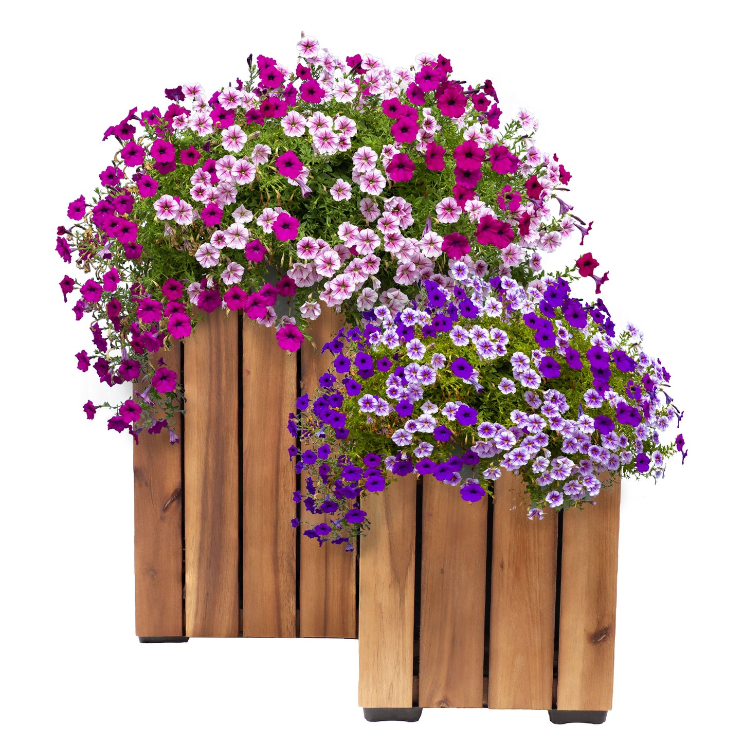 2-Piece Wooden Planter Boxes with Vertical Planks