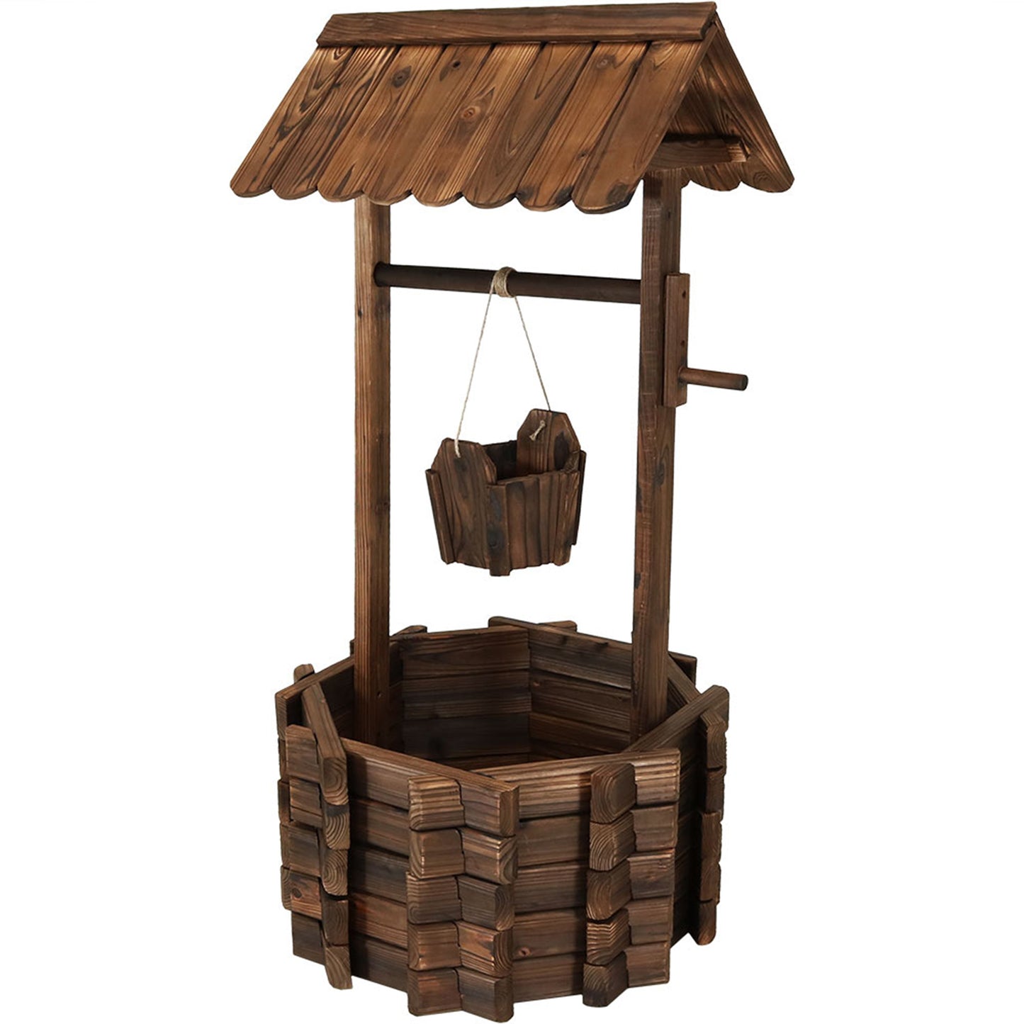 Wooden Garden Wishing Well Planter Cover for Outside - 45' H