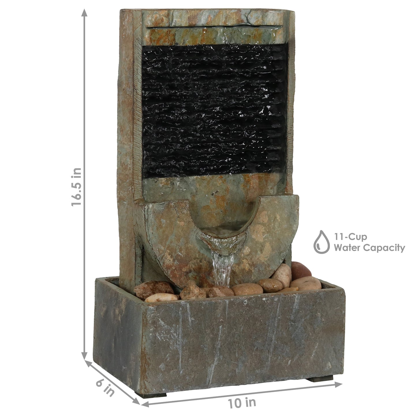 Half Moon Slate Indoor Water Fountain - 16'