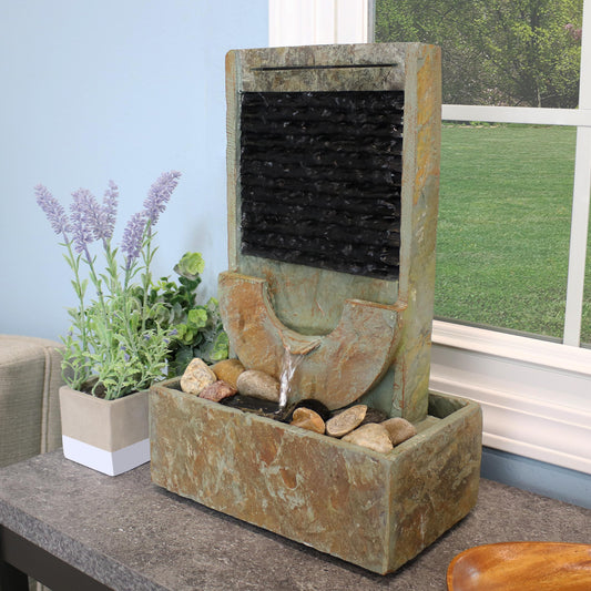 Half Moon Slate Indoor Water Fountain - 16'