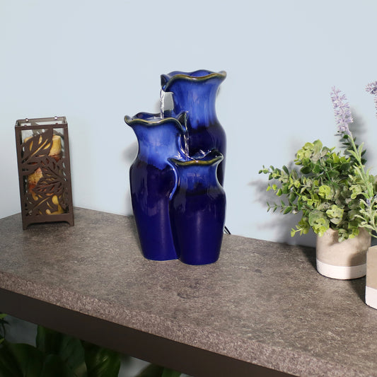 Blue Glazed Pitchers Ceramic Tabletop Fountain - 11'