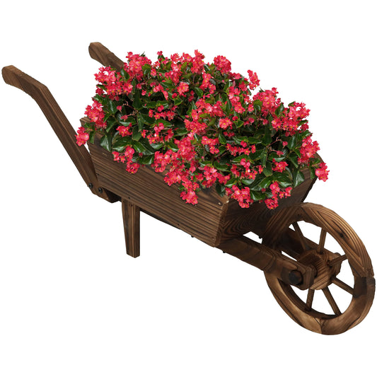 Wooden Decorative Wheelbarrow Planter - 35' W x 10.25' D x 12' H