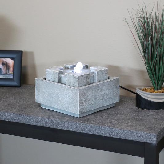 Square Dynasty Bubbling Indoor Tabletop Fountain - 7'