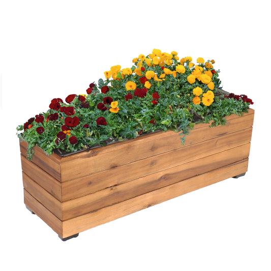 Rectangular Wood Planter Box with Plastic Liner