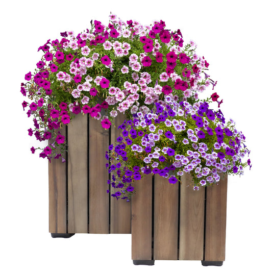 2-Piece Wooden Planter Boxes with Vertical Planks