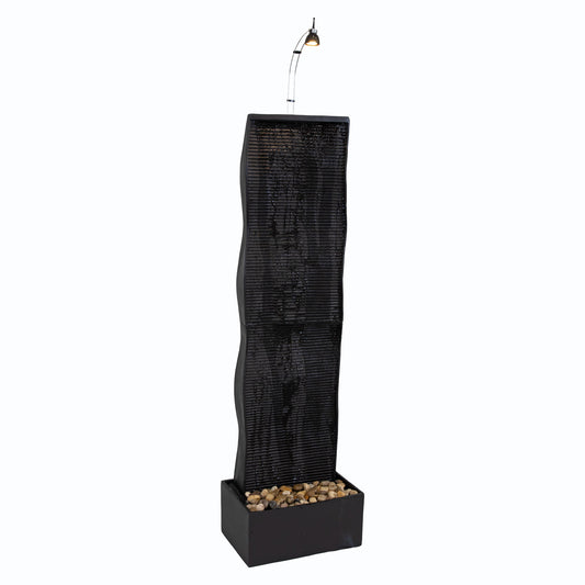 Curved Ridge Slate Tall Indoor Water Fountain with Light - 56'