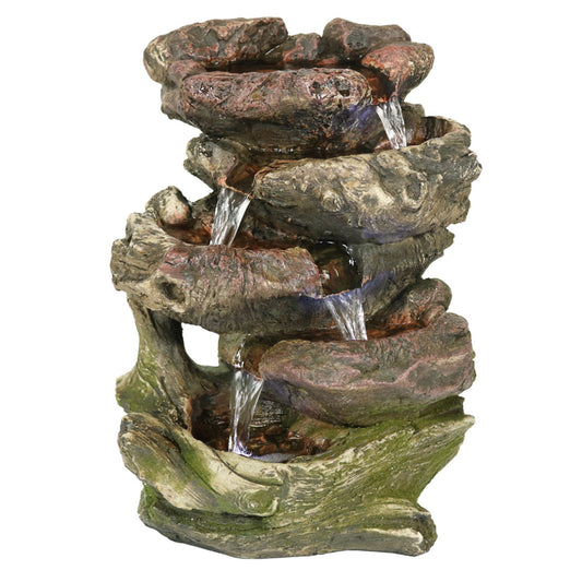 5-Step Rock Falls Tabletop Water Fountain with LED Lights - 14'